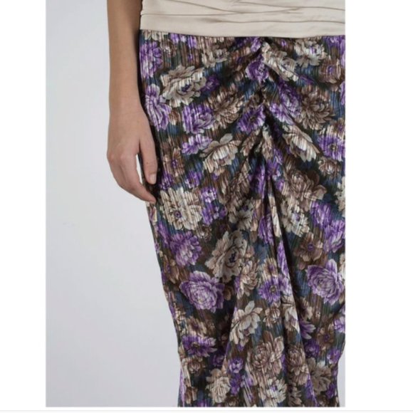 NWT Birgitte Herskind Alexis Ruched Floral Midi Skirt Women's Size 10 - Picture 2 of 12